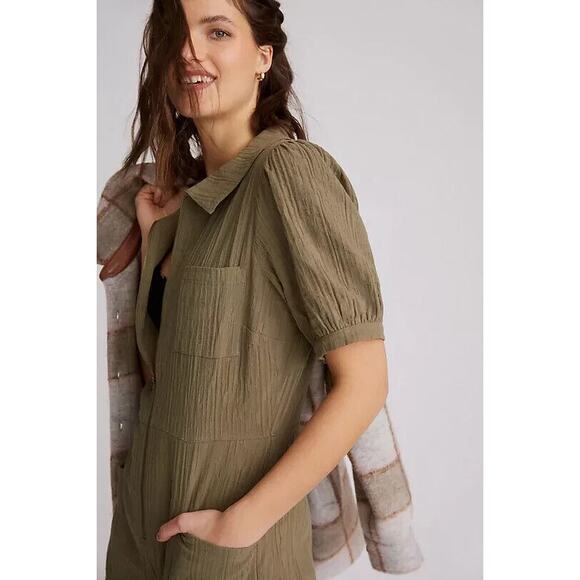 NWT Anthropologie The Odells Tamil Coveralls Olive Green Size 0 Utility Jumpsuit - Picture 3 of 16